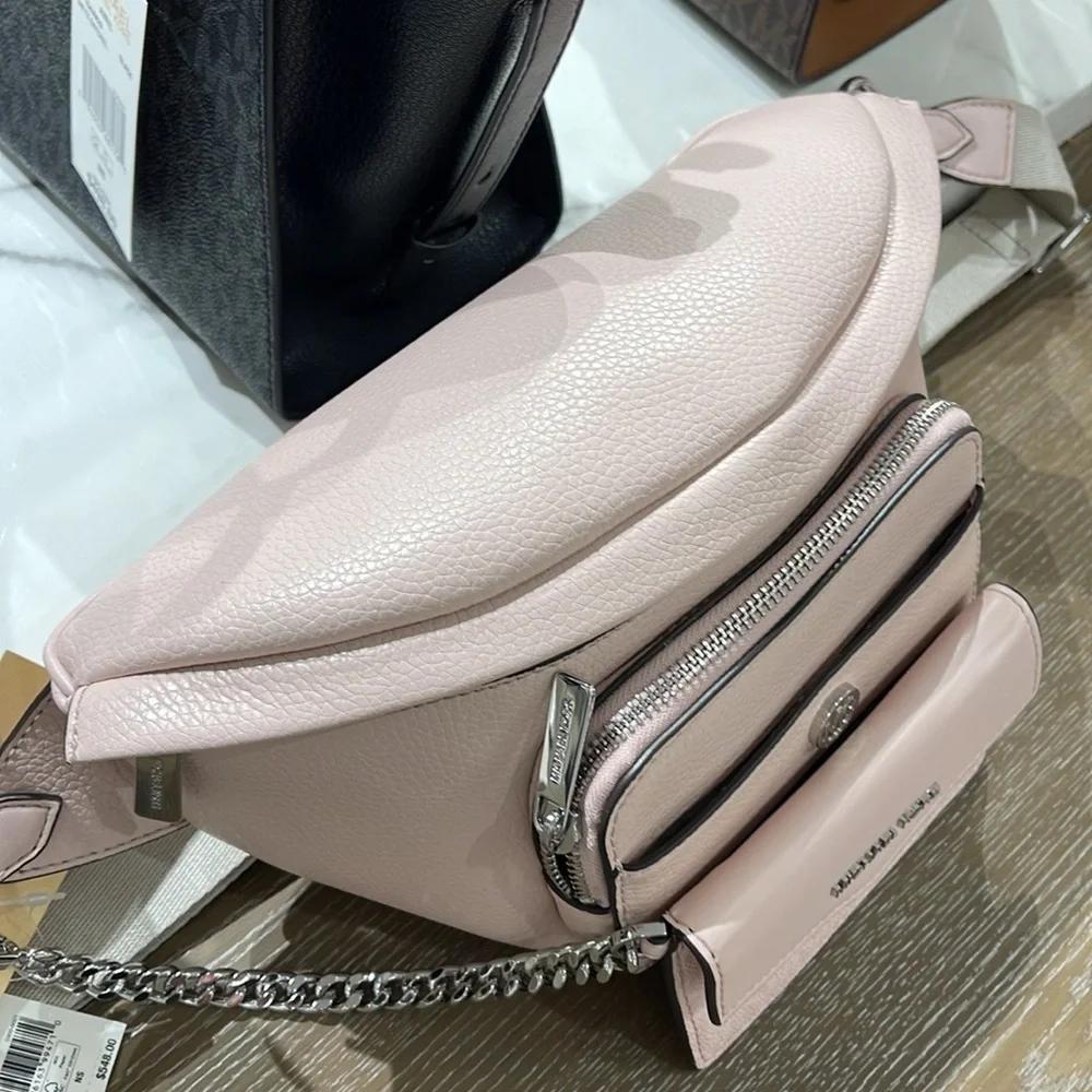 MICHAEL KORS Maisie Large Pebbled Leather 2-in-1 Sling Pack Lt Powder Blush  NWT